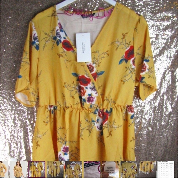 BloomChic Yellow Puff Sleeve Wrap Blouse - Picture 9 of 12